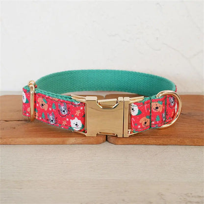 Christmas Cartoon Dog Collar & Leash Set