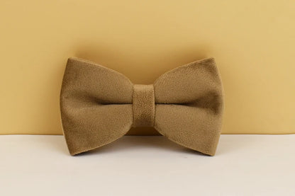 Khaki Velvet Dog Collar & Leash Set