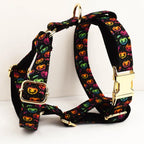 New Halloween Colorful Pumpkin Pet Dog Collar Adjustable Harness Neck Ring Bowknot Engravable Set for Small and Medium Dogs