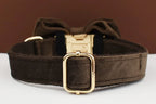 Dark Brown Velvet Dog Collar And Leash Set For Dogs Custom Engraved Nameplate Pet Supplies Dog Leash Velvet11
