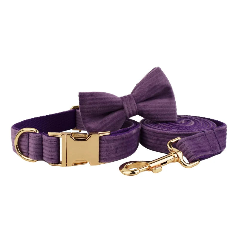 Epic   Corduroy Dog Collar And Leash Set For Dogs Custom Engraved Nameplate Pet Supplies Dog Leash Corduroy15