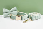 Mint Green Velvet Dog Collar And Leash Set For Dogs Custom Engraved Nameplate Pet Supplies Dog Leash Velvet 17