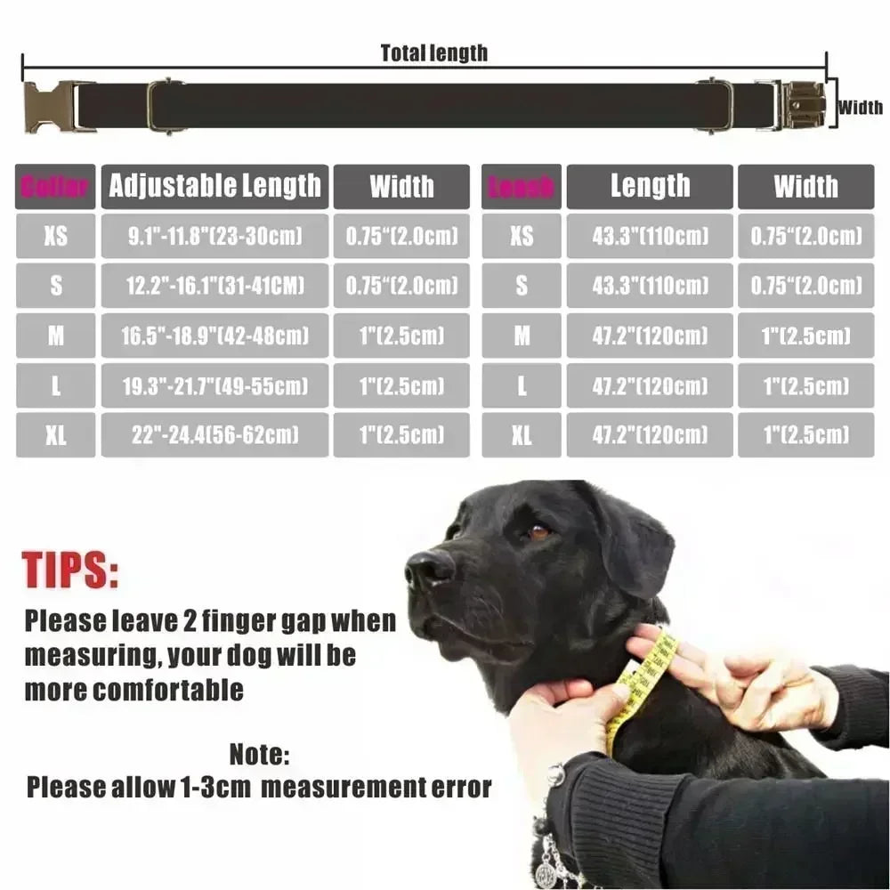 Personalized Dog Collar with Free Engraving, Matching Pet Leash,Customzied Contacts Metal Buckle, Purple Lotus Pet Collar