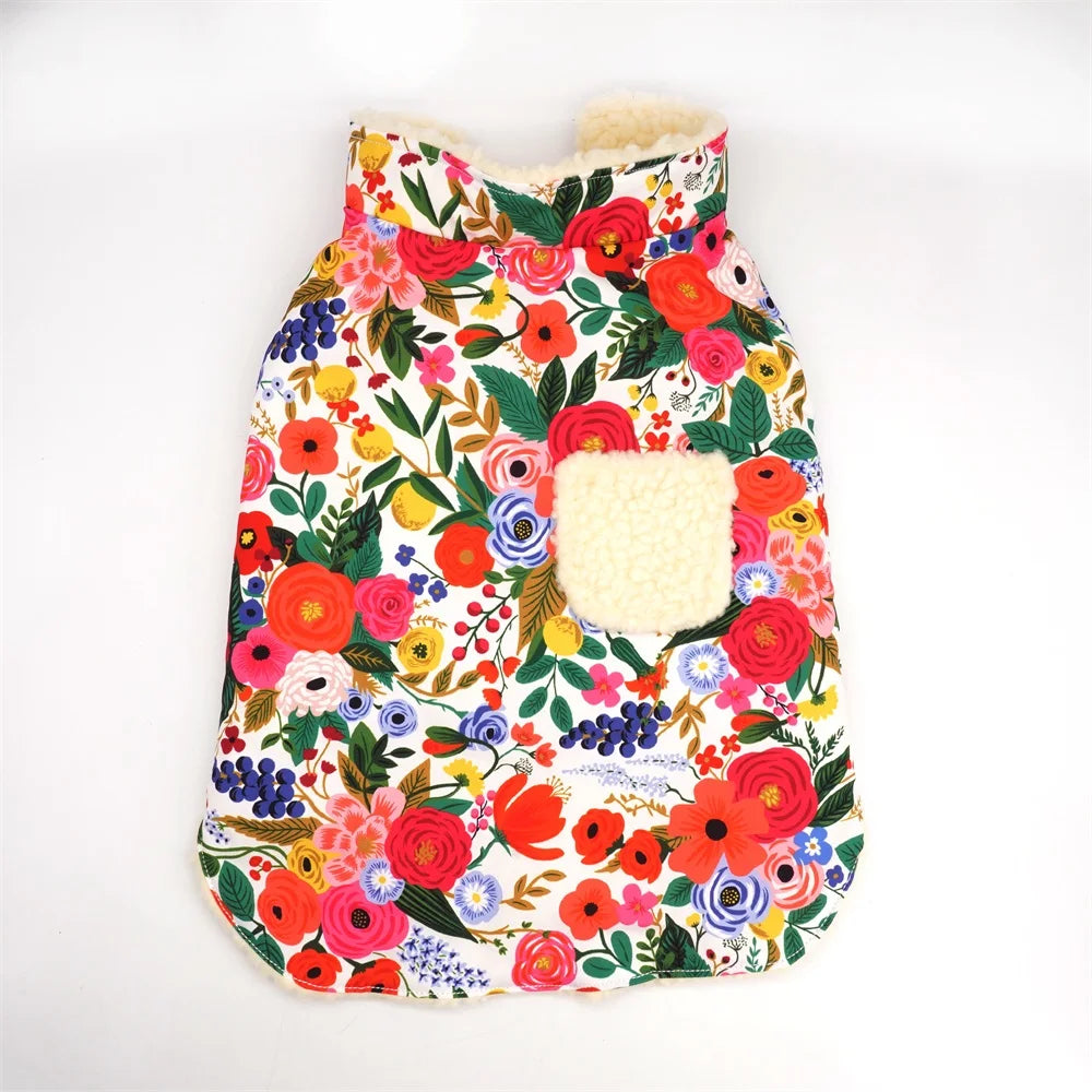 Classical Floral Dog Harness, Collar Flower Matching leash, Bandana, Shampoo Bag with Personalized Name, Telphone