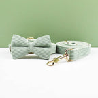 Light Green Corduroy Dog Collar And Leash Set For Dogs Custom Engraved Nameplate Pet Supplies Dog Leash Corduroy03