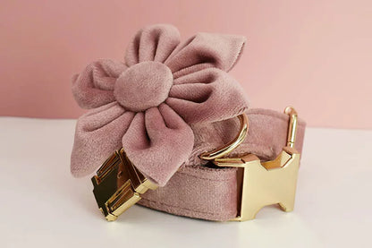 Light Purple Velvet Dog Collar & Leash Set