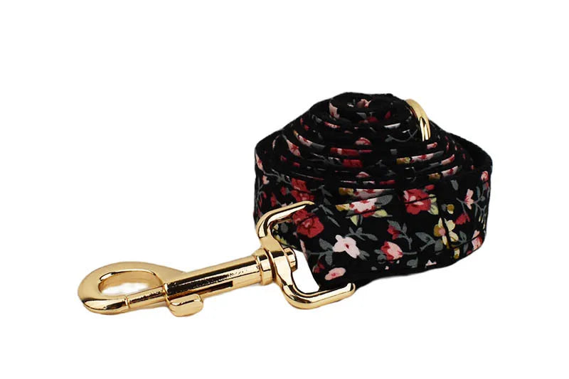 Dog Collar Leash Set Personalized Name Collar for Small Medium Dogs Collar Custom Nameplate Harness Lead Bowtie Flower Poop bag