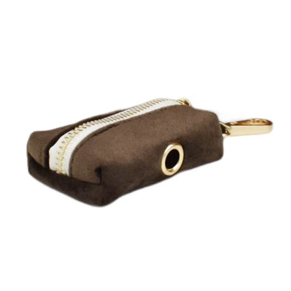 Dark Brown Velvet Dog Collar & Leash Set