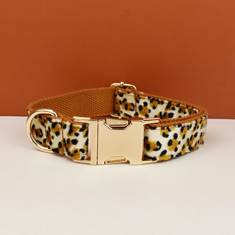 Leopard Print Dog Collar, Leash & Harness Set