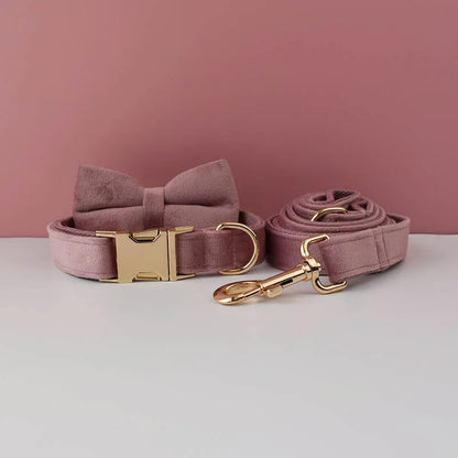 Light Purple Velvet Dog Collar & Leash Set