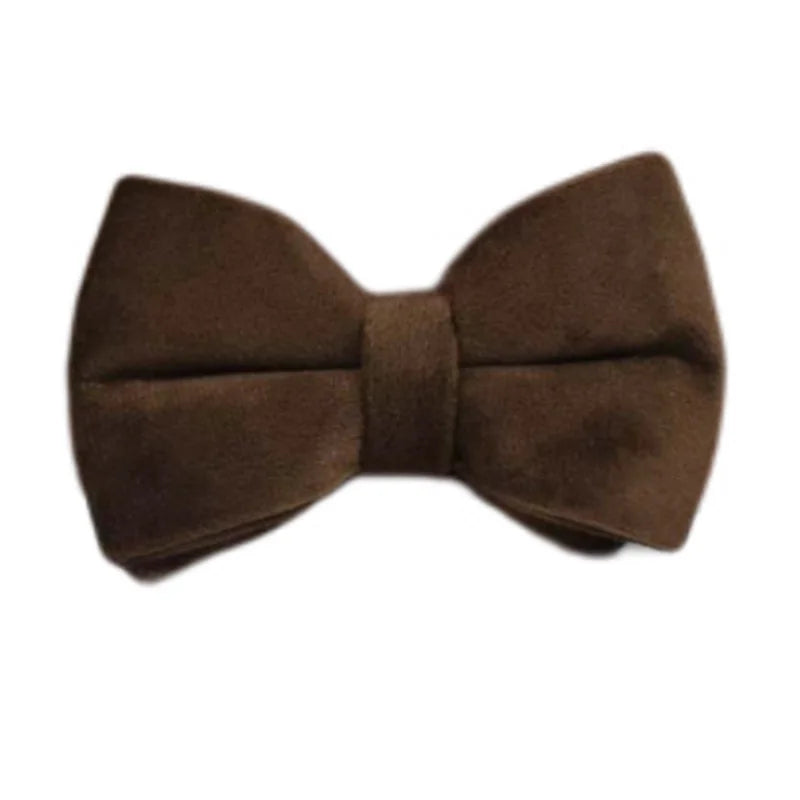 Dark Brown Velvet Dog Collar & Leash Set