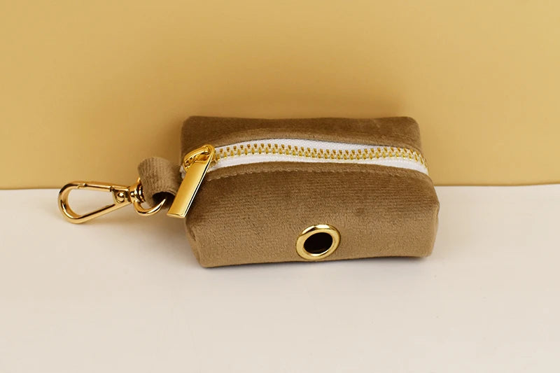 Khaki Velvet Dog Collar & Leash Set