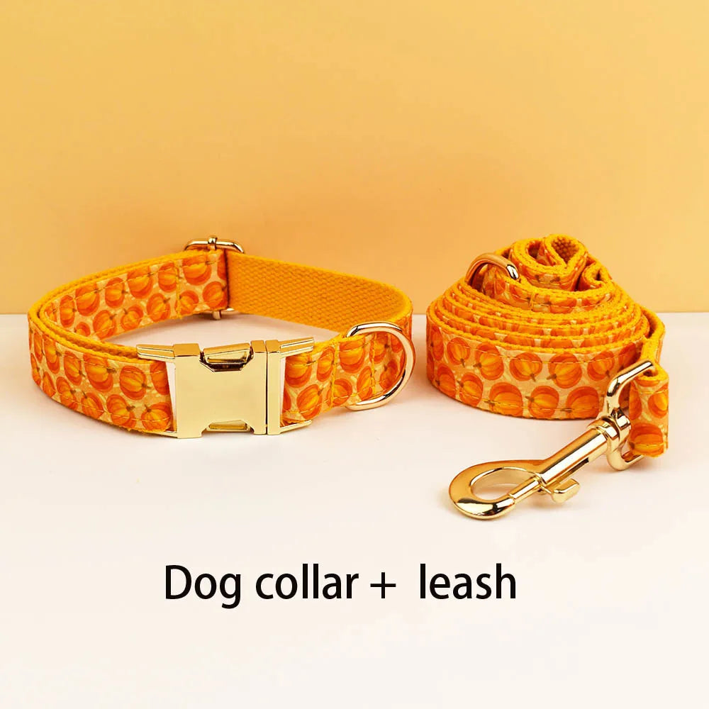 Halloween Personalized Dog Collar with Free Engraving ID Name Tag Pet Accessory Set with Matching Leash And Harness