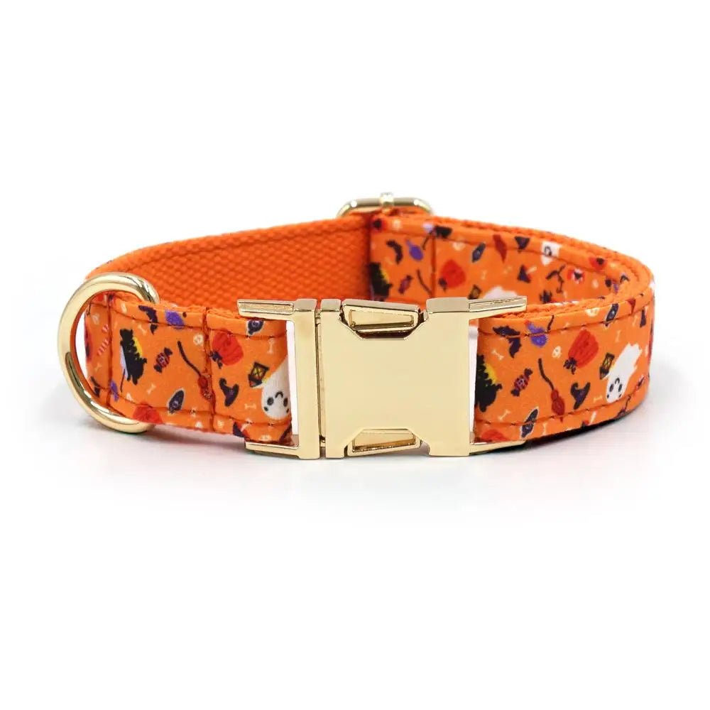 Orange Halloween Dog Collar & Leash Set