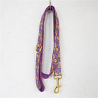 Personalized Dog Collar with Free Engraving, Matching Pet Leash,Customzied Contacts Metal Buckle,Orange Purple Pumpkin Collar