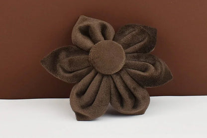 Dark Brown Velvet Dog Collar & Leash Set