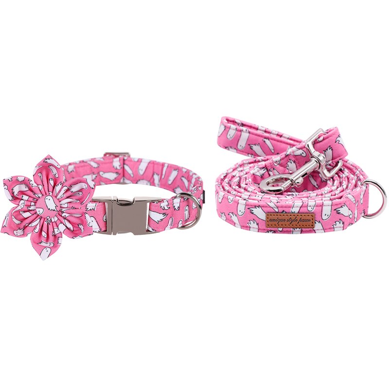 Pink Ghost Collar, Leash and Bow Tie