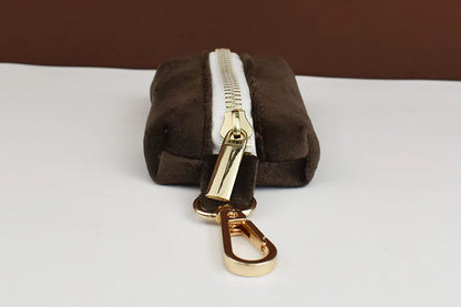 Dark Brown Velvet Dog Collar & Leash Set