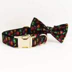 New Halloween Colorful Pumpkin Pet Dog Collar Adjustable Harness Neck Ring Bowknot Engravable Set for Small and Medium Dogs