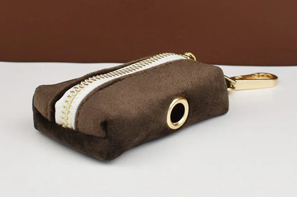 Dark Brown Velvet Dog Collar & Leash Set