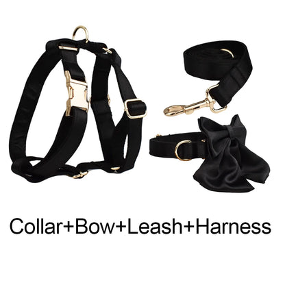 Silky Dog Collar, Leash & Harness Bow Set