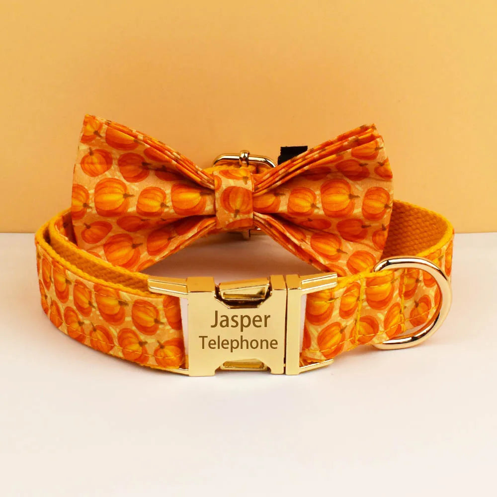 Halloween Personalized Dog Collar with Free Engraving ID Name Tag Pet Accessory Set with Matching Leash And Harness