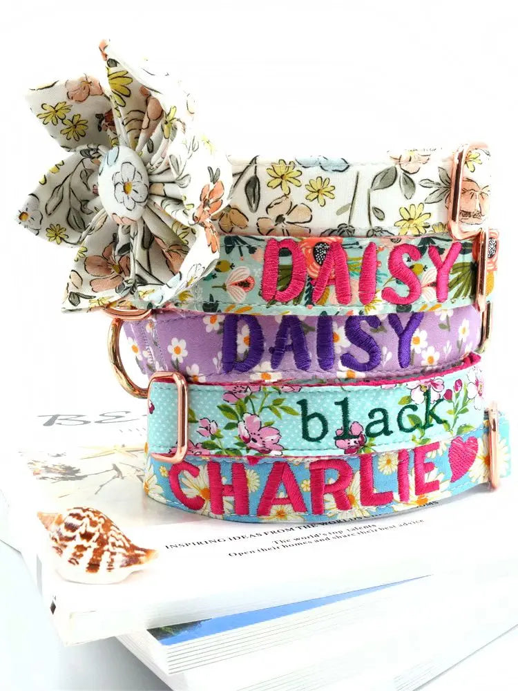 Strawberry Girly Dog Collar Flower with Matching Leash and Harness