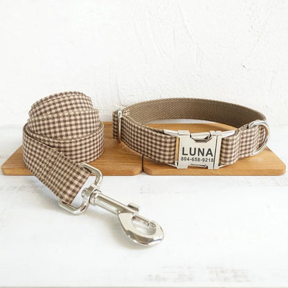 Coffee Brown Dog Collar & Leash Set