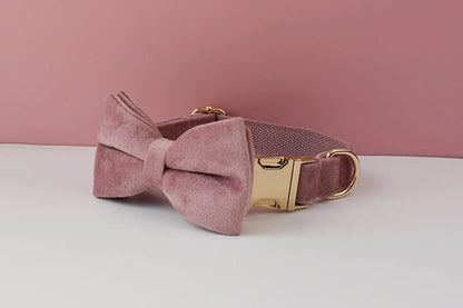 Light Purple Velvet Dog Collar & Leash Set