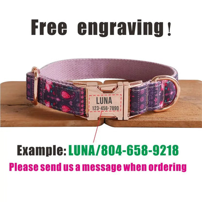 Purple Lotus Dog Collar & Leash Set