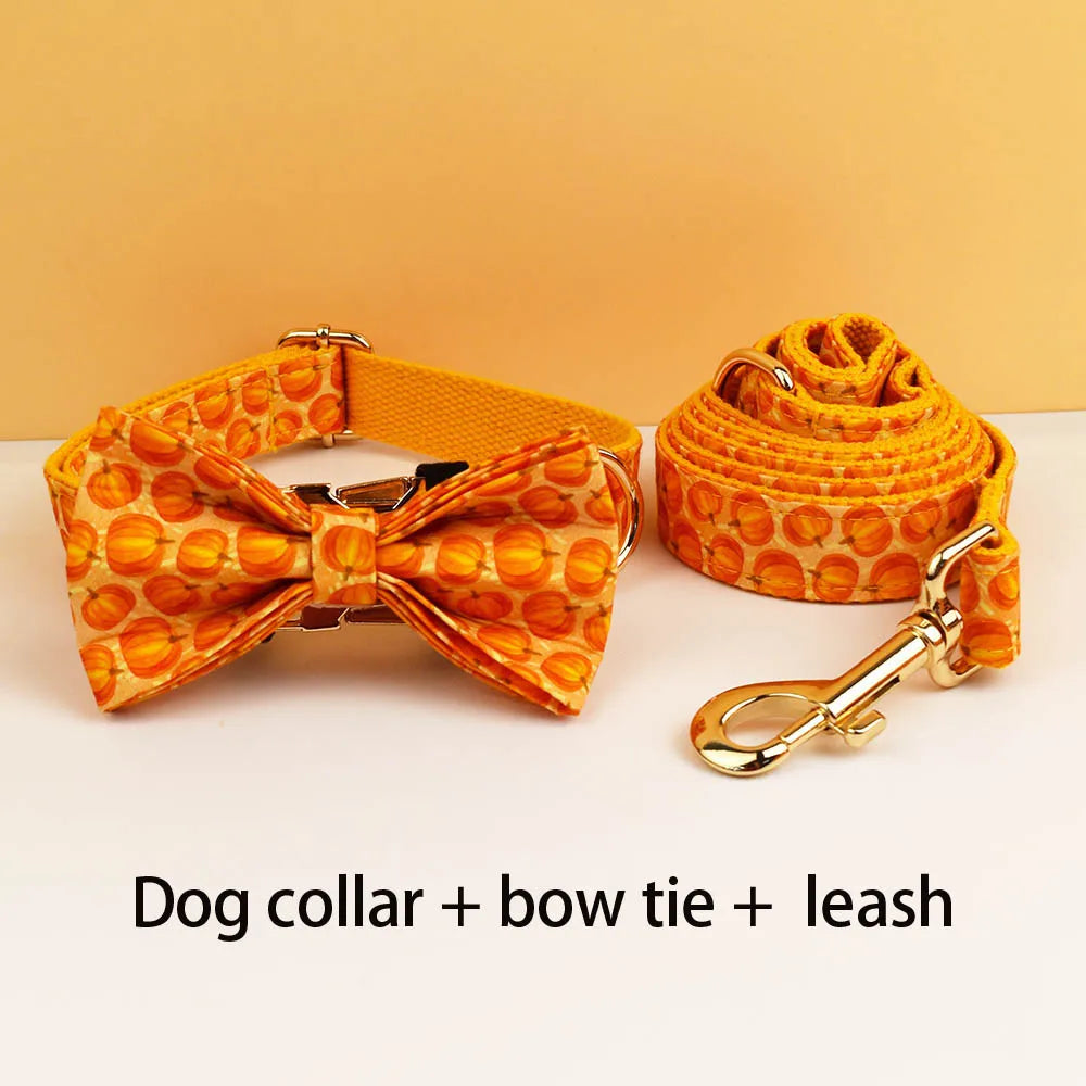 Halloween Personalized Dog Collar with Free Engraving ID Name Tag Pet Accessory Set with Matching Leash And Harness