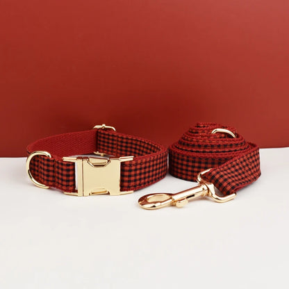 Plaid Dog Collar & Leash Set