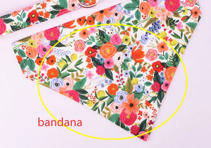 Floral Dog Harness, Collar & Leash Set