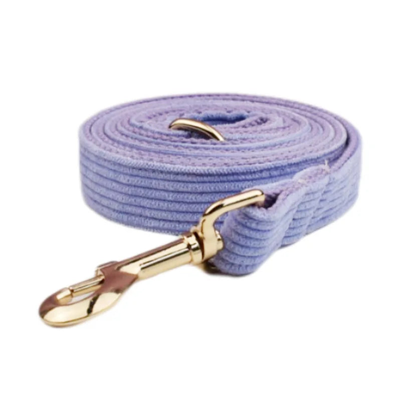 Purple Corduroy Velvet Dog Collar And Leash Set