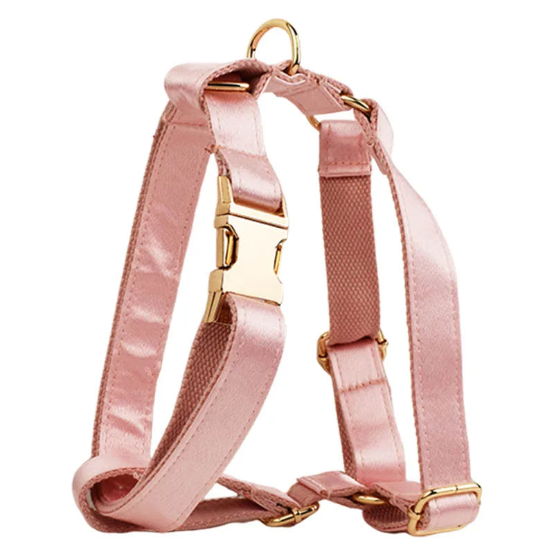 Personalized Collar Harness for Dog Custom Engraved Name Collar Bow tie Puppy Leash Lead Soft Harness for Small Medium Big Dog