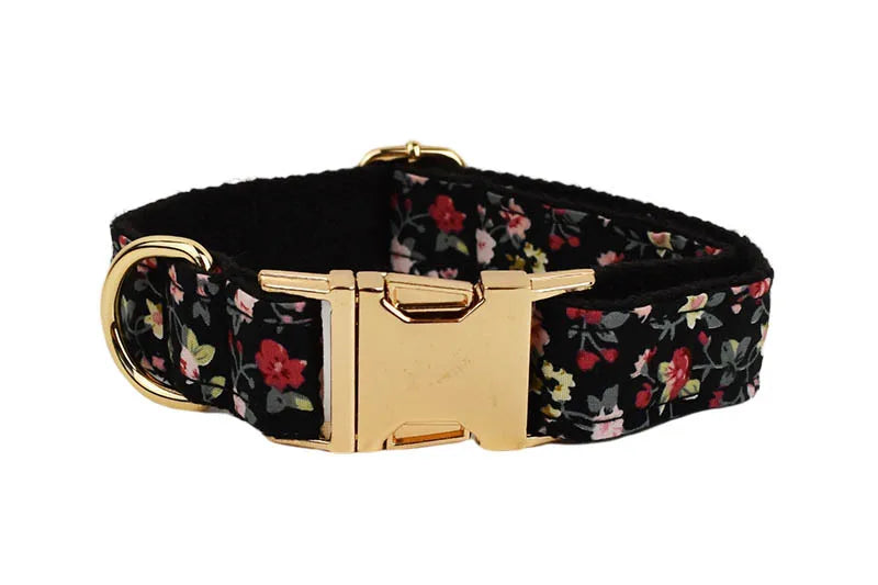 Dog Collar Leash Set Personalized Name Collar for Small Medium Dogs Collar Custom Nameplate Harness Lead Bowtie Flower Poop bag