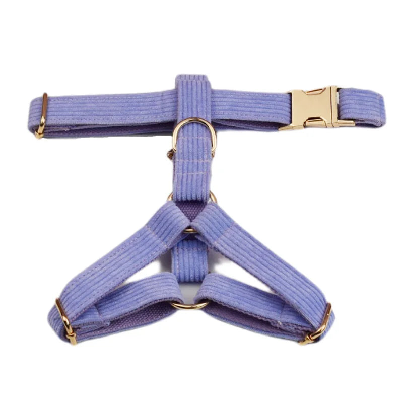 Purple Corduroy Velvet Dog Collar And Leash Set