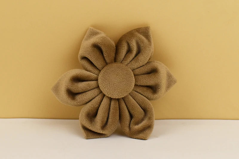 Khaki Velvet Dog Collar & Leash Set