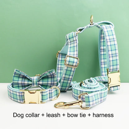 Lake Green Plaid Dog Collar, Leash & Harness
