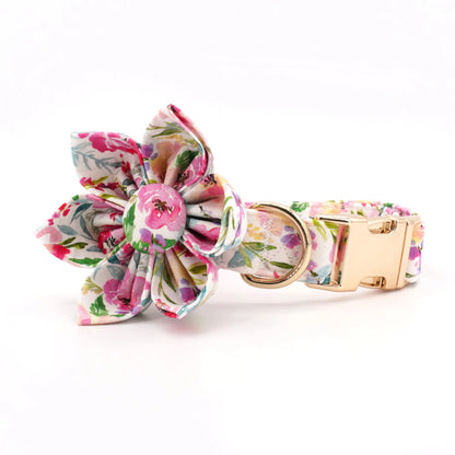 Summer Pink Floral Dog Collar