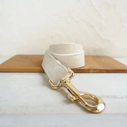 Beige Fiber Dog Collar & Leash Set