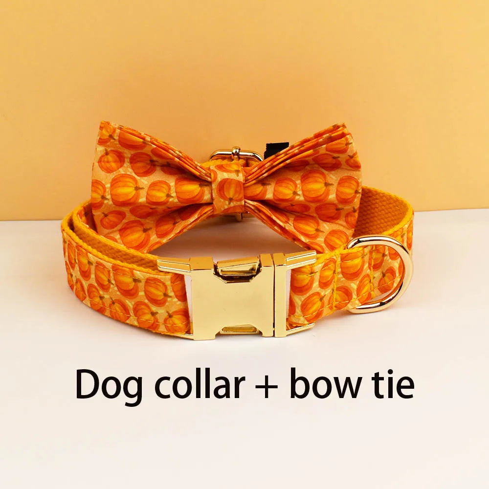 Halloween Personalized Dog Collar with Free Engraving ID Name Tag Pet Accessory Set with Matching Leash And Harness