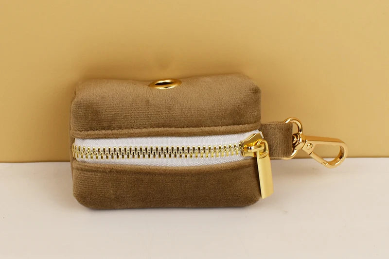 Khaki Velvet Dog Collar & Leash Set