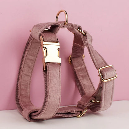 Light Purple Velvet Dog Collar & Leash Set