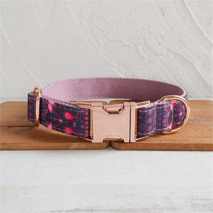 Purple Lotus Dog Collar & Leash Set