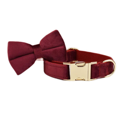 Red Wine Velvet Harness, Collar, and Leash Set