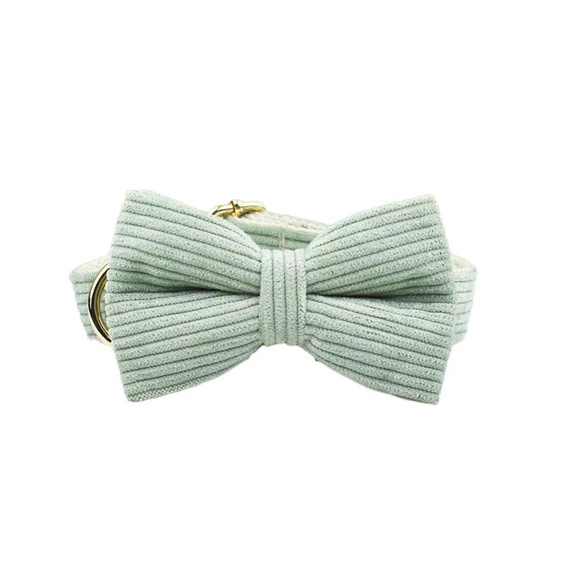 Light Green Corduroy Dog Collar And Leash Set For Dogs Custom Engraved Nameplate Pet Supplies Dog Leash Corduroy03