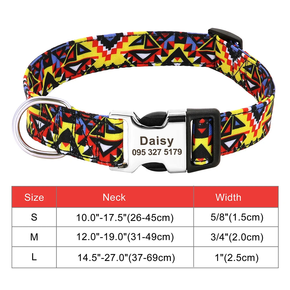 Adjustable Nylon Dog Collar with Engraved ID