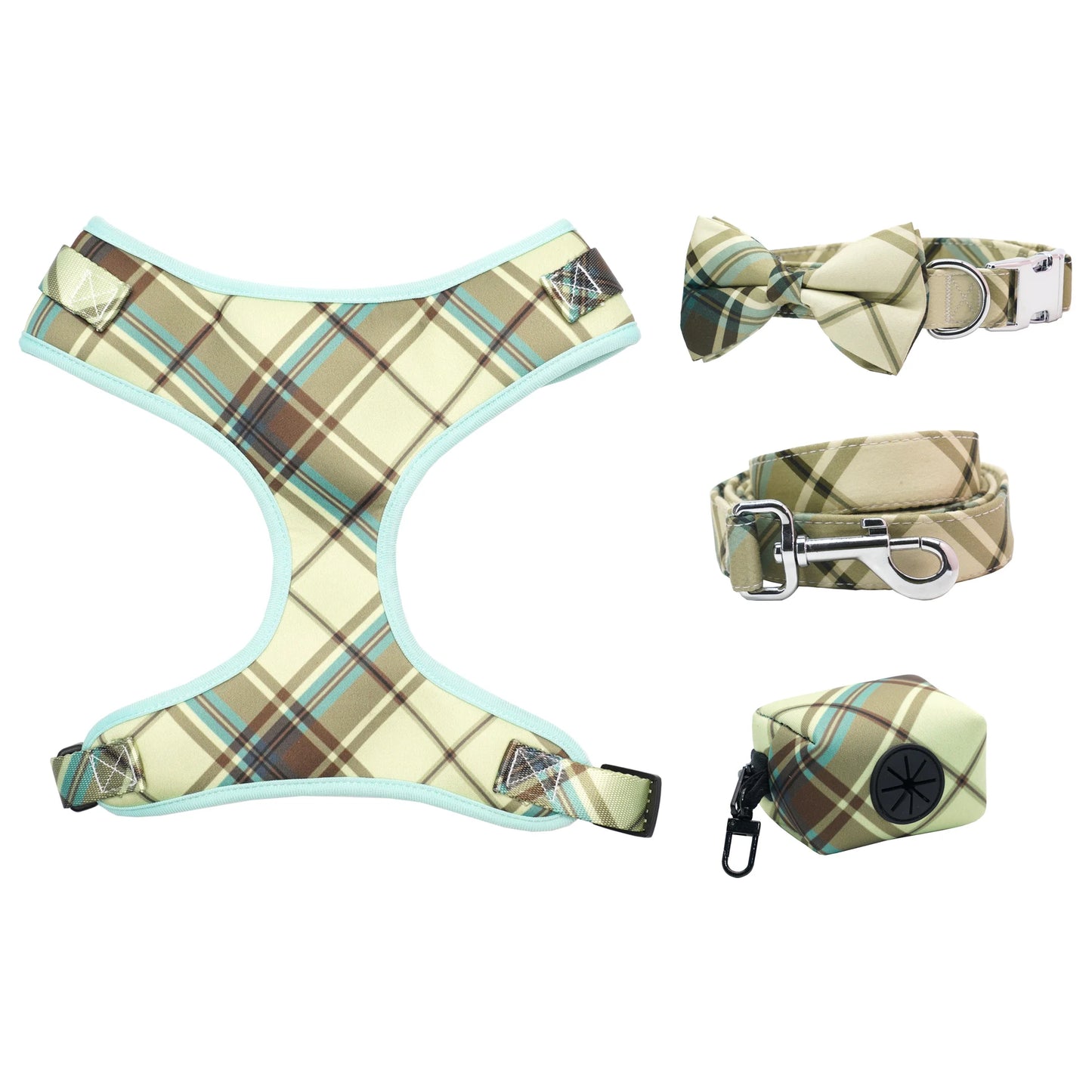 Duncan Plaid Collar, Harness, and Leash Set