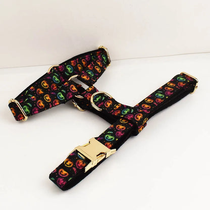 Halloween Pumpkin Dog Collar & Harness Set